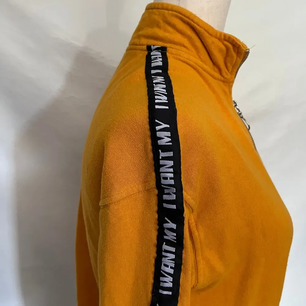 MTV Y2K Mustard 1/4 Zip Womens Sweeatshirt I Want My MTV Graphic Retro 90s - Picture 4 of 12